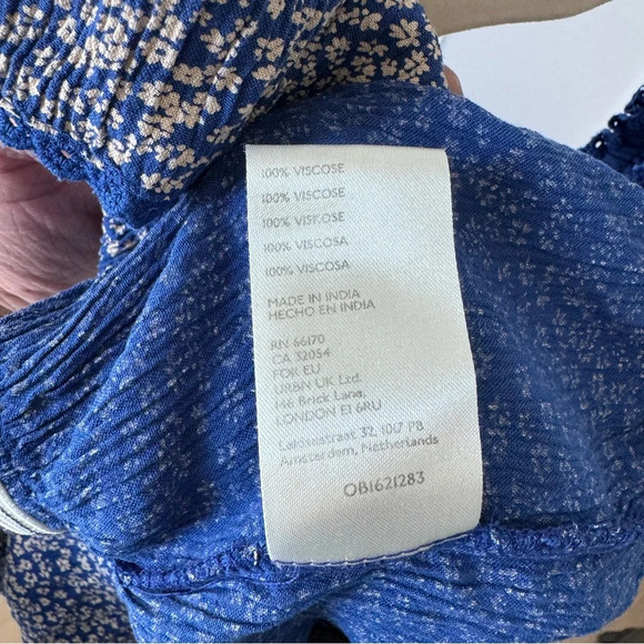 Free People Brittnee Print Smocked Back Peplum Top Size L - Picture 13 of 13